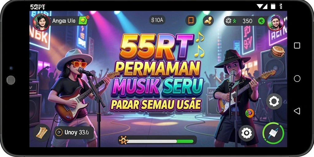 Tampilan gameplay seru dalam permainan musik 55RT.