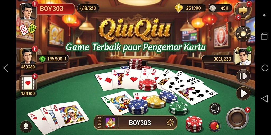 Screenshot gameplay BOY303 menampilkan serunya bermain QiuQiu.