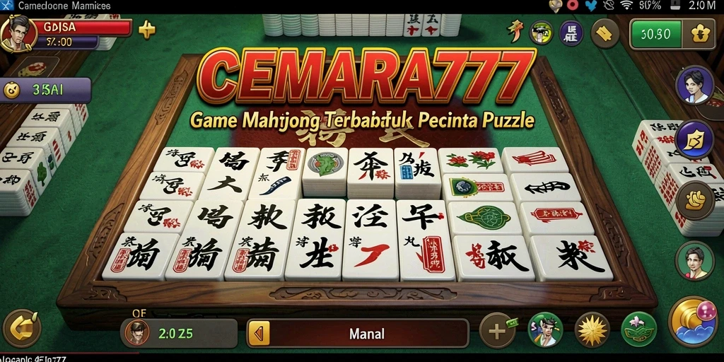 Tampilan gameplay menarik dari CEMARA777 dengan ubin Mahjong.