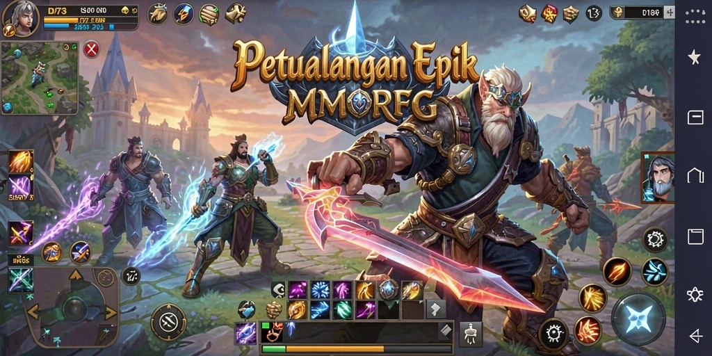 Screenshot D73 menampilkan aksi seru dalam petualangan MMORPG.