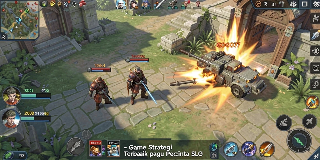 Screenshot gameplay GOGO77 dengan strategi pertempuran yang epik.