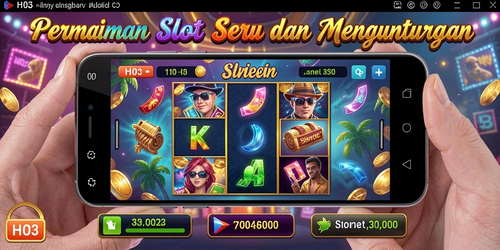 Screenshot H03 menampilkan momen mendebarkan di permainan slot.