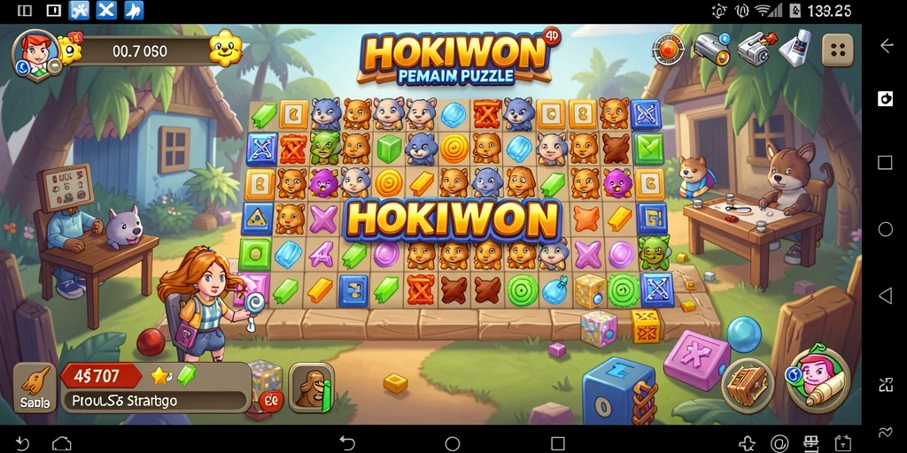 Screenshot gameplay HOKIWON yang menampilkan tantangan puzzle menarik.