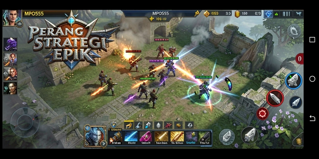 Screenshot gameplay MPO555 menampilkan pertempuran strategi yang mendebarkan.