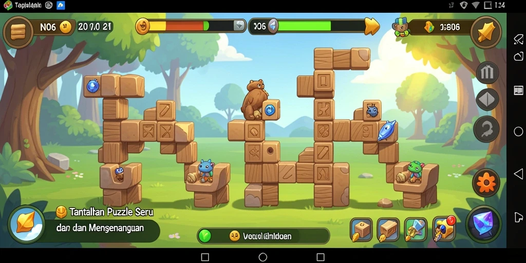 Tampilan gameplay N06 yang menantang dan penuh warna.