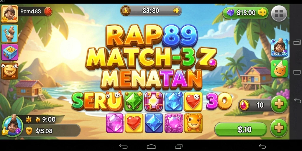 Tampilan menyenangkan dari gameplay Match-3 RAP89.