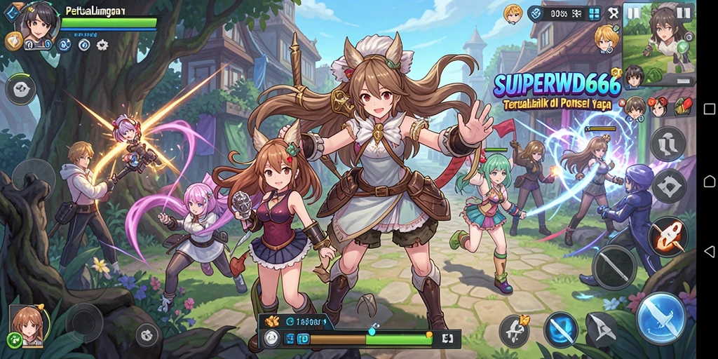 Screenshot gameplay menunjukkan pertarungan seru dalam dunia Anime.