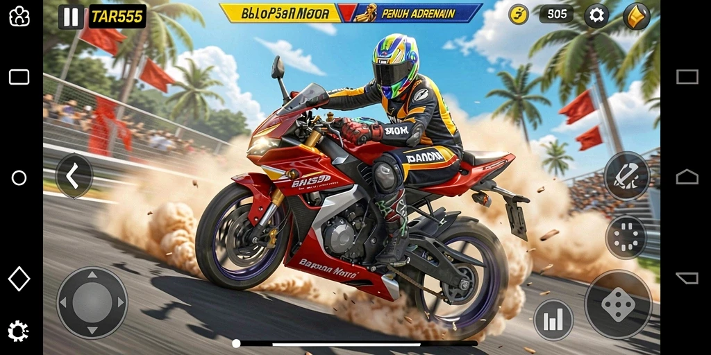 Gameplay TAR555 menampilkan balapan motor yang mendebarkan dan full-action.