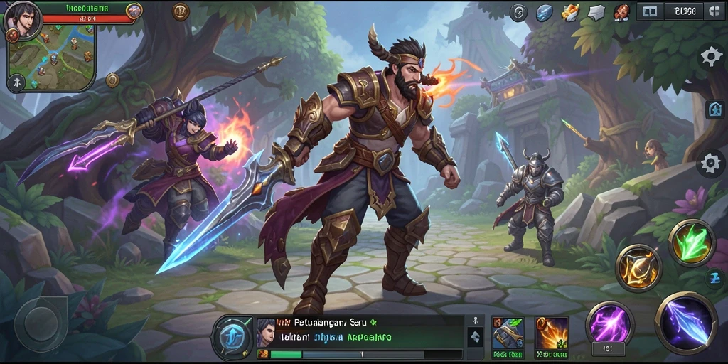 Tangkapan layar utama UH77 menampilkan aksi pertarungan ARPG yang intens.