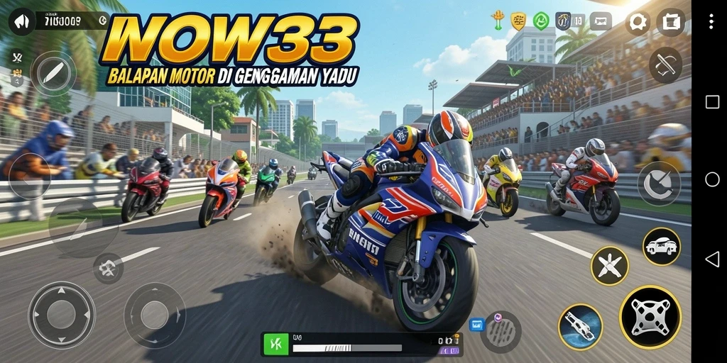 Tampilan gameplay seru dari balapan motor di WOW33.